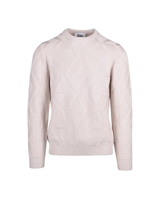 Alpha Studio Pink Round-Neck Knitwear for men