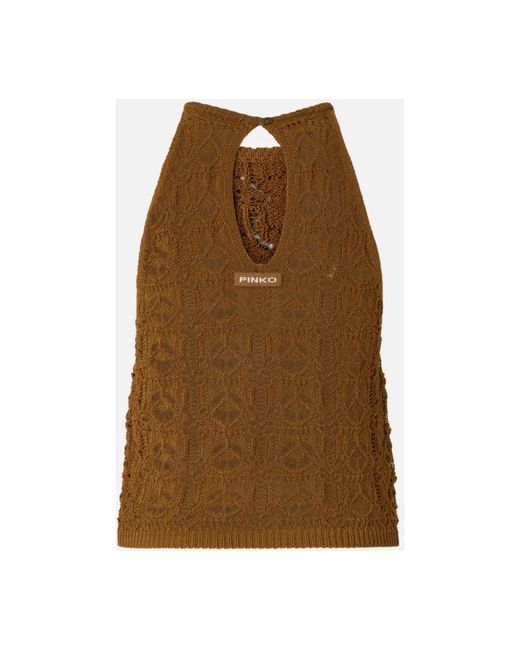Pinko Brown Sleeveless Tops