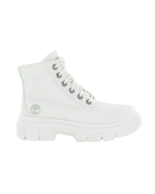 Timberland White Lace-Up Boots