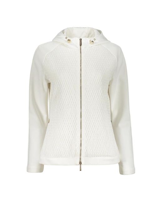 Moorer Jassen ,Wit ,Polyester Hoodie Met Ritssluiting En Gewatteerd Voorpand in het White