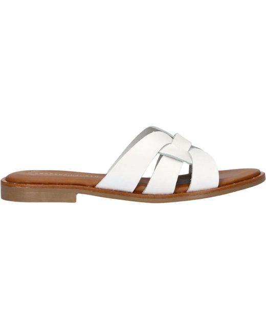 Stefano Lauran White Weiße Leder Knoten Slipper
