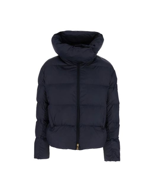 Pinko Blue “Giza” Down Jacket With Fixed Hood And Love Birds Diamond C