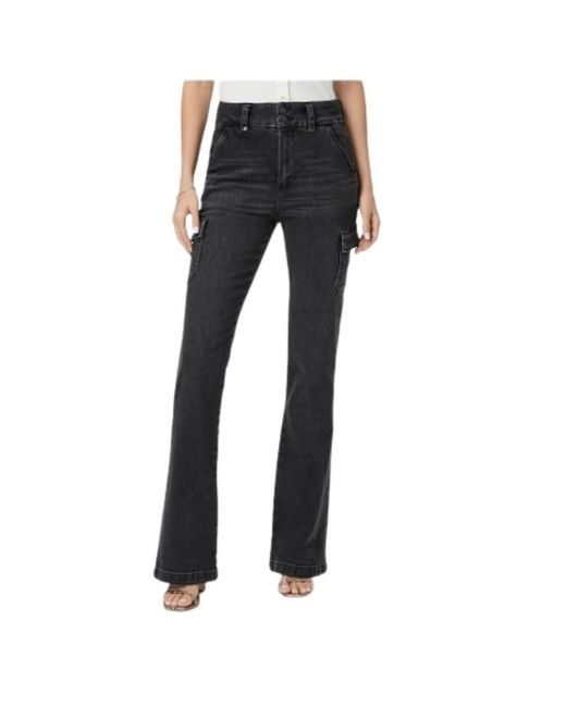 PAIGE Jeans ,Zwart ,Katoen Zwarte Cargo Broek Met Zakken En Dubbele Knopen in het Black