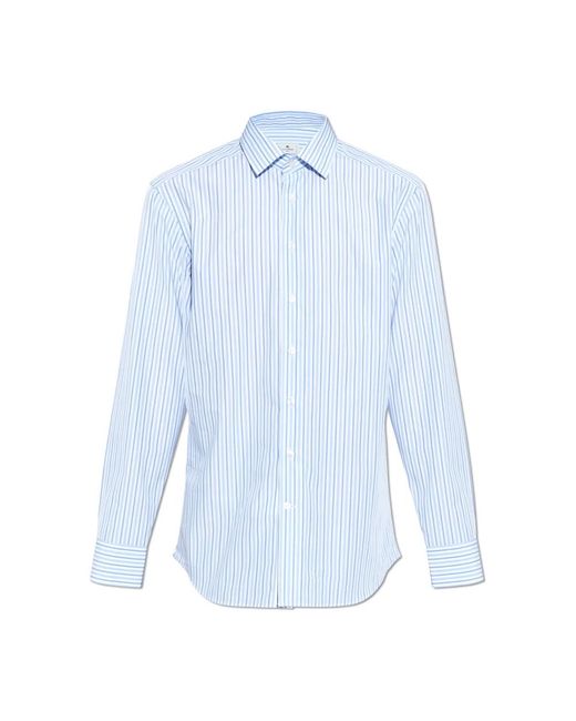 Etro Overhemden ,Blauw ,Katoen Shirt Met Streepjespatroon in het Blue voor heren