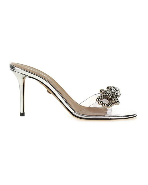 Mach & Mach White Heeled Mules