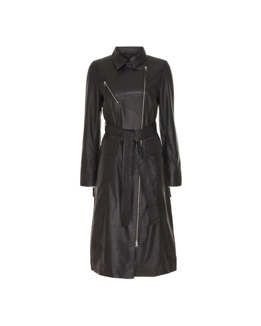 Btfcph Jassen ,Zwart ,Leer Zwarte Lange Jas Met Asymmetrische Rits in het Black