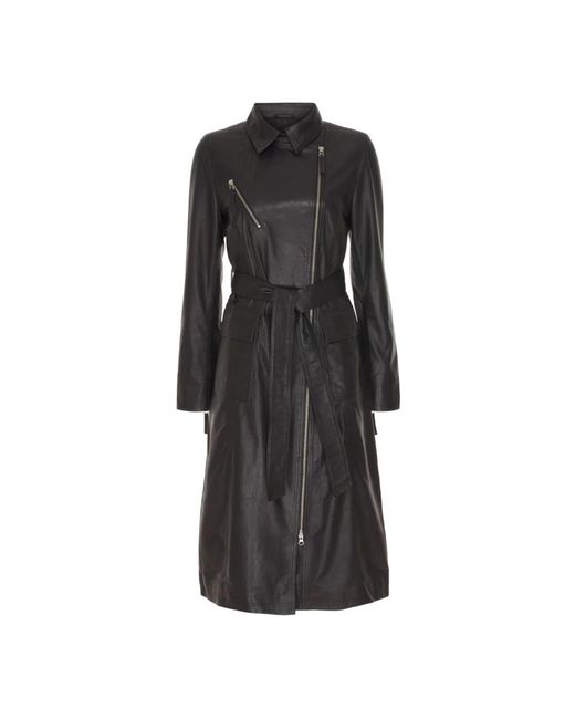 Btfcph Jassen ,Zwart ,Leer Zwarte Lange Jas Met Asymmetrische Rits in het Black