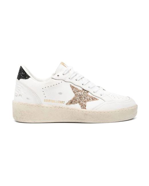 Golden Goose Deluxe Brand White Weiße schnür-sneakers mit vulkanisierter sohle