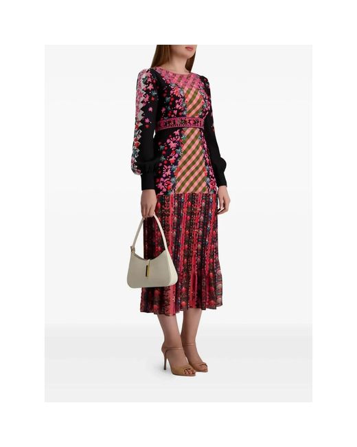 Saloni Kleedjes ,Veelkleurig ,Leer Vera Dress in het Red