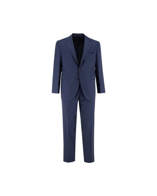 Kiton Blue Single Breasted Suits for men