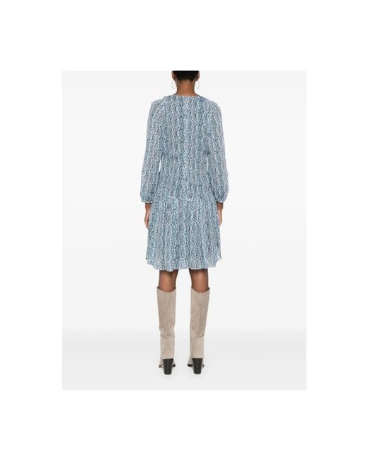 IRO Kleedjes ,Blauw ,Graphic Print V-Neck Jurk in het Blue