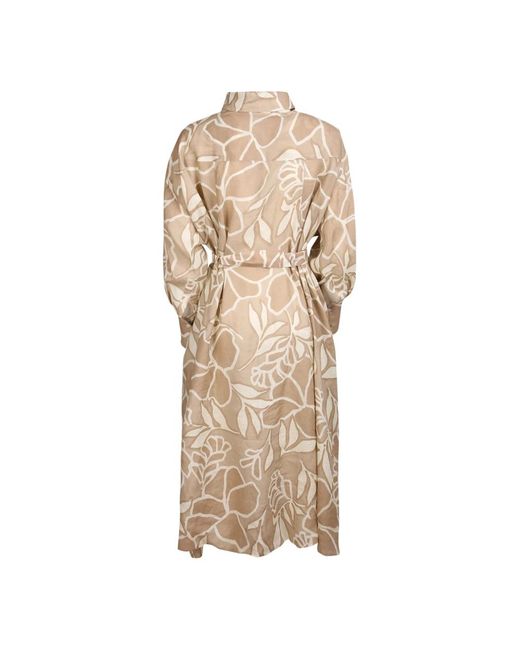 Xacus Natural E Kleid mit Grafischem Druck und Puffärmeln