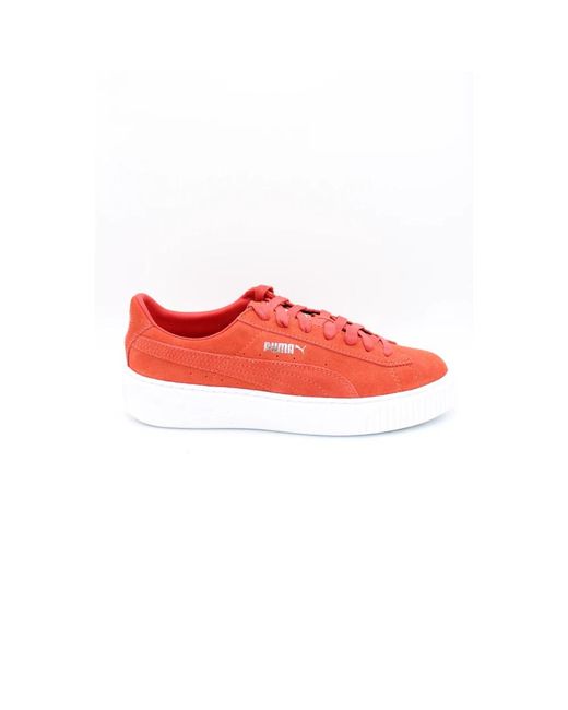 PUMA Red Suede Platform Sneakers