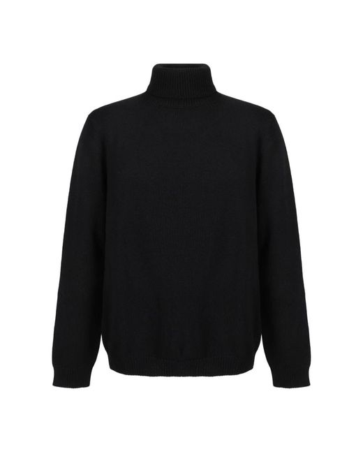 Roberto Collina Truien & Vesten ,Zwart ,Wol Zwarte Merinowol Coltrui Trui in het Black voor heren