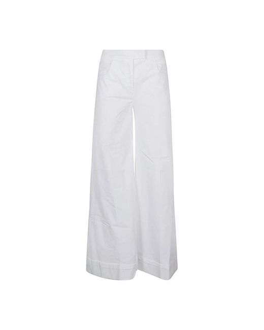 Via Masini 80 White Wide Trousers