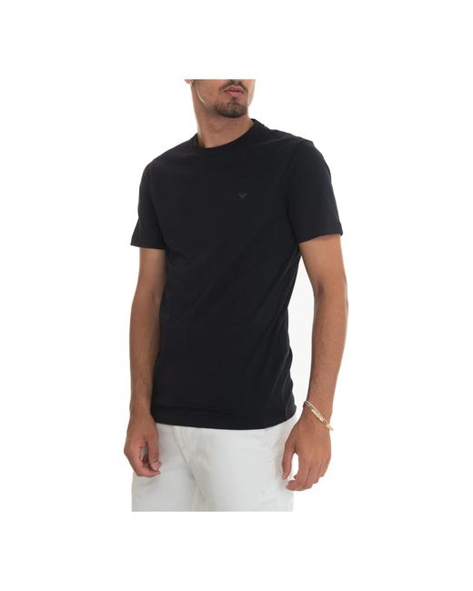 Emporio Armani Logo t-shirt, rundhalsausschnitt, kurze ärmel in Black für Herren