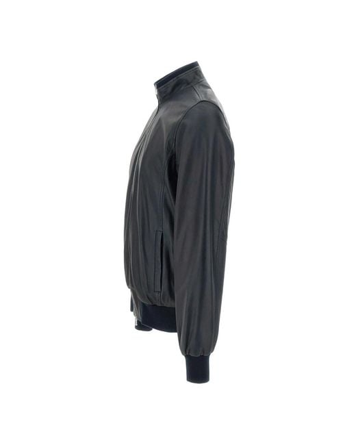 Barba Napoli Blue Leather Jackets for men