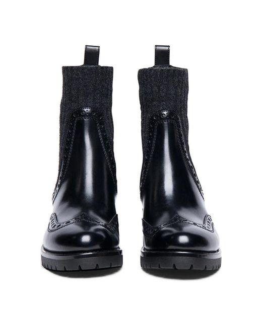 Santoni Blue Handgefertigte Leder Brogue Stiefelette