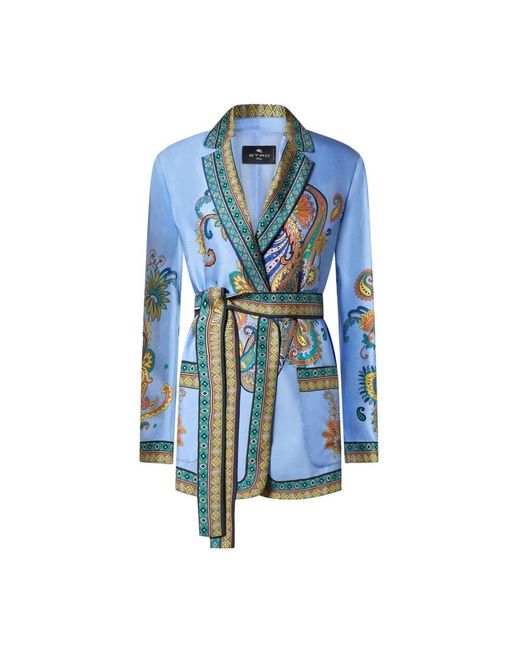 Etro Blue Seidenjacke Für Frauen