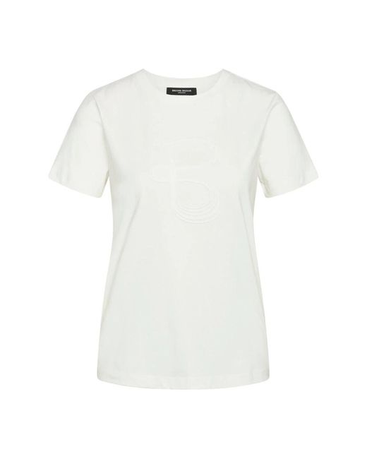 Bruuns Bazaar Tops ,Wit ,Katoen Witte Tee Met Slim Motief in het White