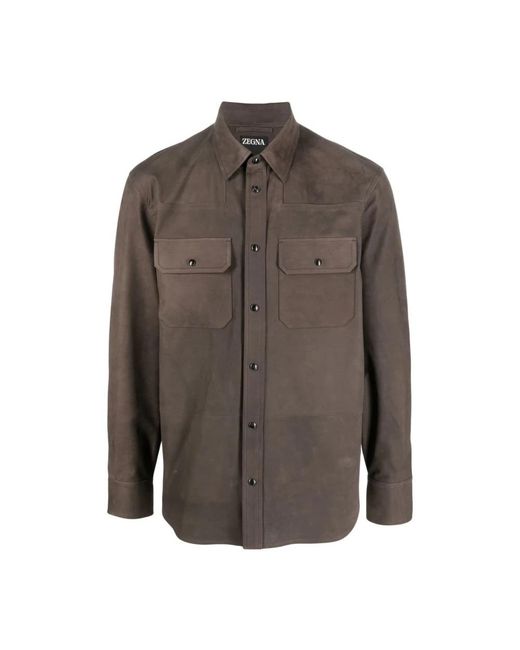 Zegna Brown Casual Shirts for men