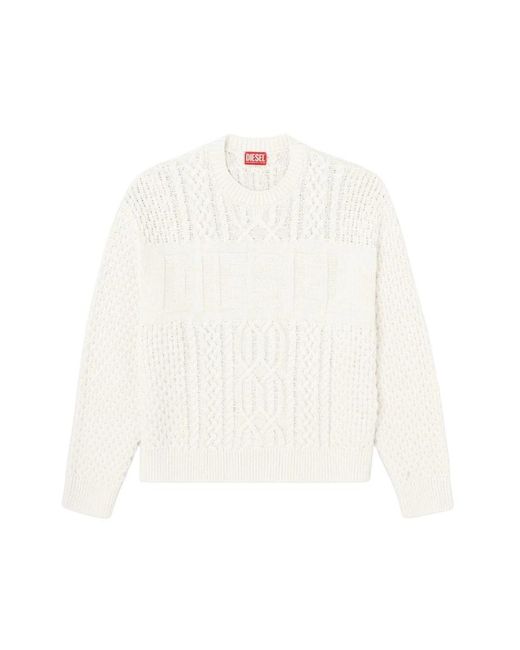 DIESEL White Round-Neck Knitwear for men