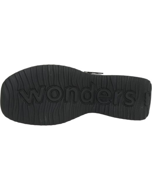 Wonders Black Stilvolle flache sandalen für frauen