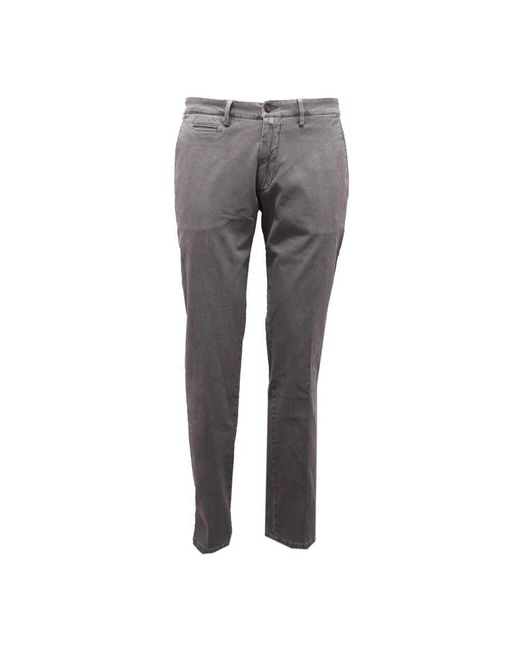 BRIGLIA Schmale Passform Graue Texturierte Baumwollhose in Gray für Herren