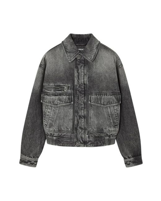 Versace Gray Denim Jackets for men
