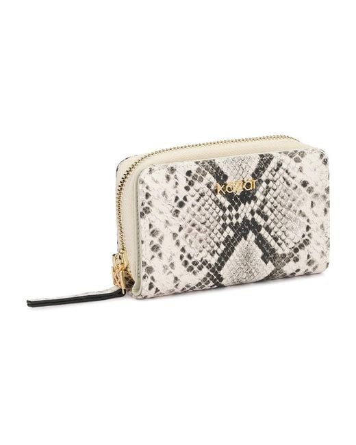 Kazar Accessoires ,Wit ,Leer Snake Motif Embossed Leather Wallet in het White