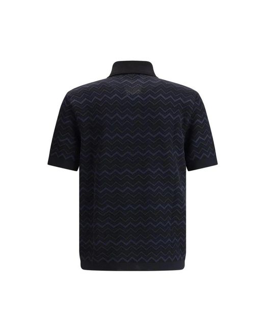 Missoni Zigzag Gestricktes Poloshirt in Black für Herren