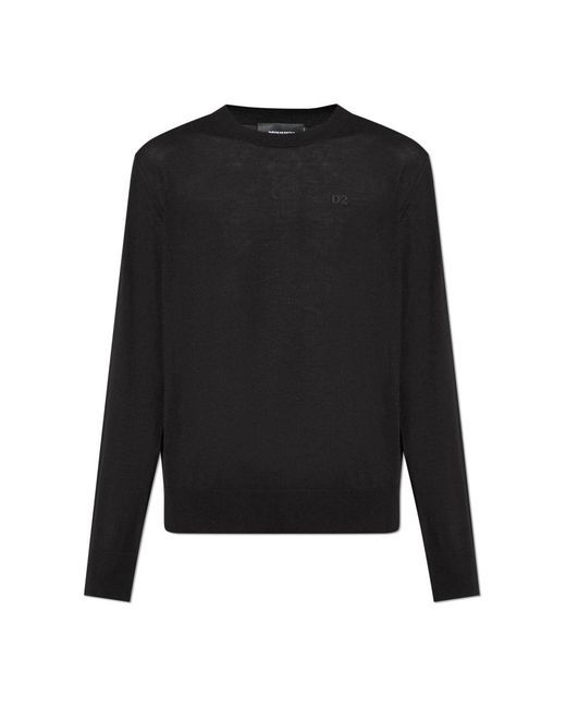 DSquared² Black Round-Neck Knitwear for men