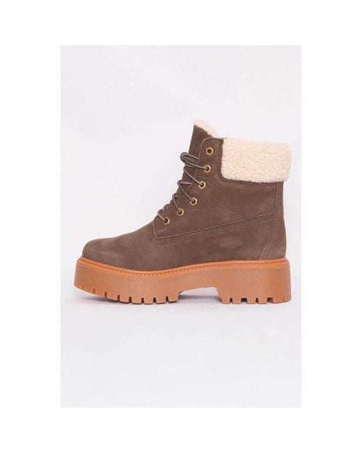 Timberland Brown Stone Street Warm Gefütterter Wasserdichter Plateau-Stiefel