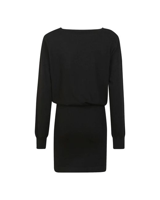P.A.R.O.S.H. P.A.R.O..H. ,Kleedjes ,Zwart ,Wol Zwarte Gebreide Jurk Met Ribdetails in het Black