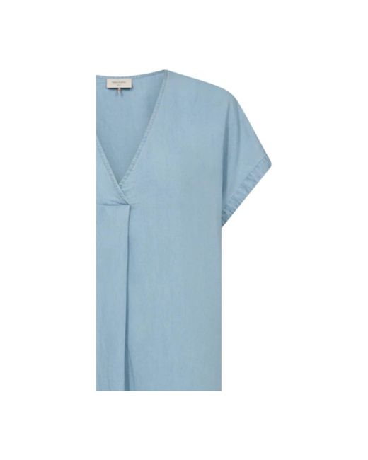 Freequent Blue Casual v-ausschnitt kleid mit taschen