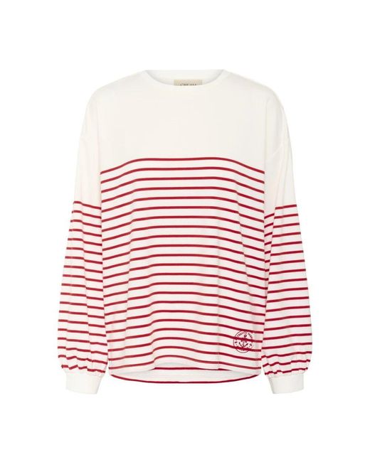 Cream Red Gestreifter Sweatshirt Snowwhite Stripe