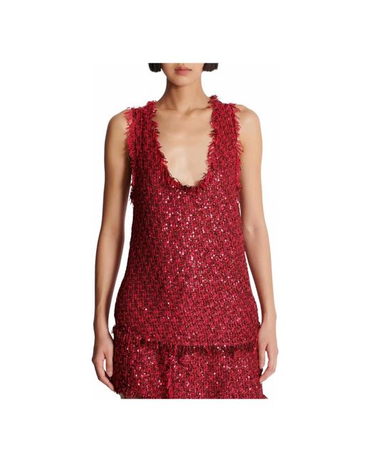 Sleeveless Tops di Balmain in Red