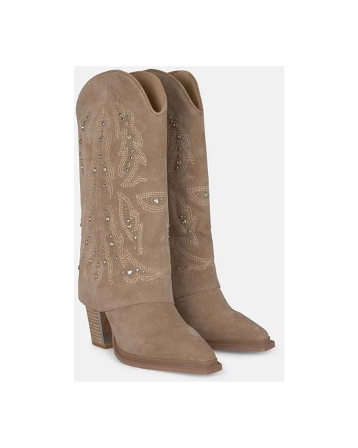 Alma En Pena. Brown Cowboy & Biker Boots