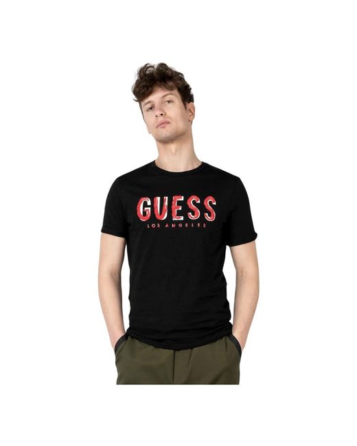 T-shirt classico collo rotondo di Guess in Black da Uomo