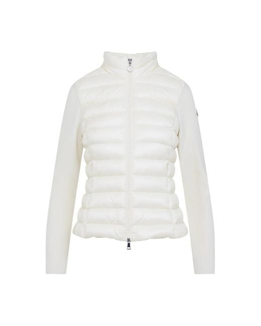 Moncler Witte Wollen Jas Met Vereninzet in het White