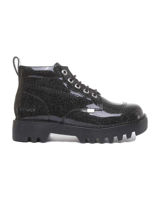 Kickers Black Lace-Up Boots