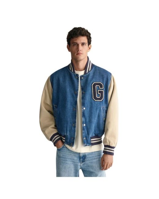 Gant Jassen ,Blauw ,Denim Denim University Bomberjack in het Blue voor heren