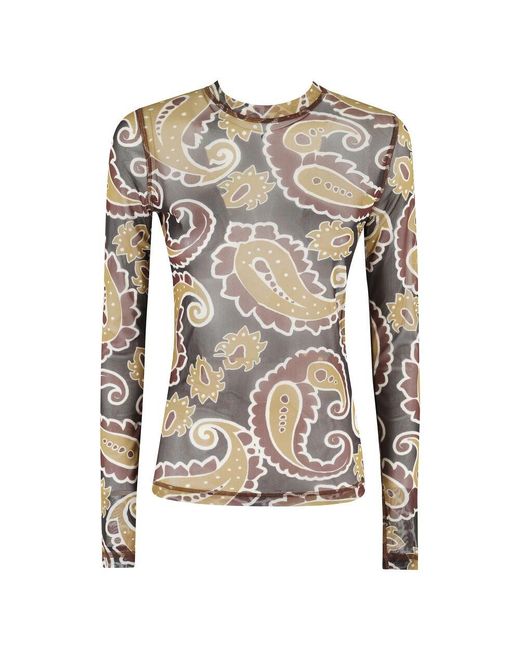 J.W. Anderson Brown Braunes Bedrucktes Mesh Langarm-Oberteil
