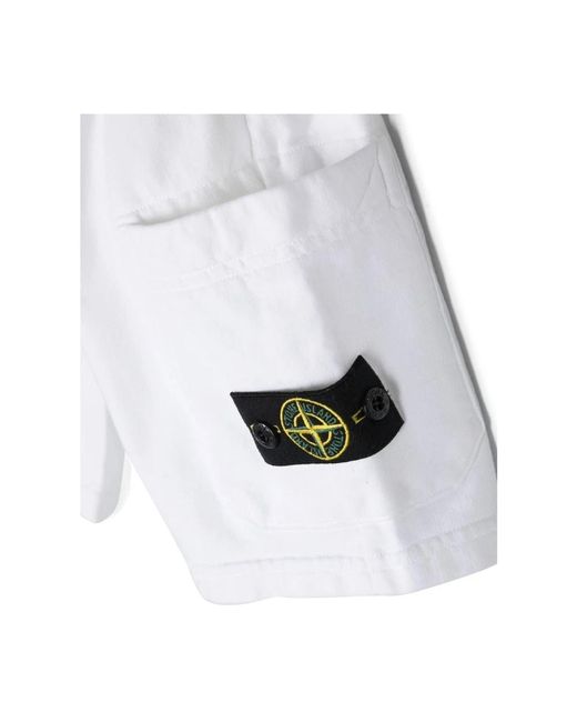 Stone Island Weiße baumwollshorts mit abnehmbarem logo-badge in White für Herren