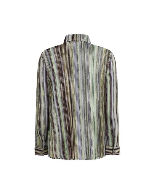 Missoni Gray Shirt With Iconic Multicolored Pattern