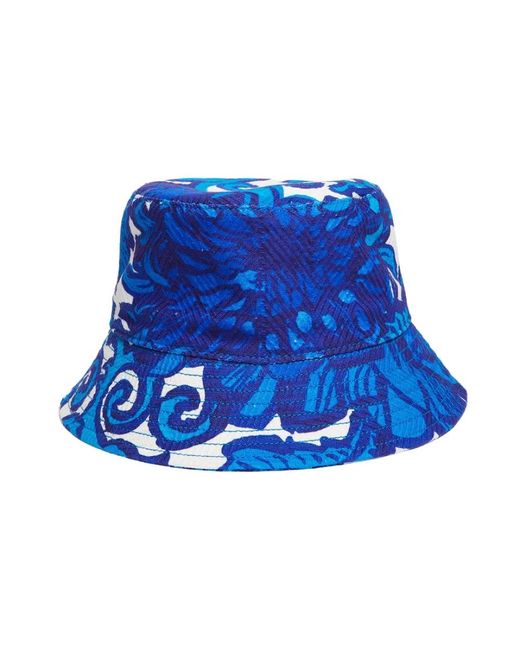 LaDoubleJ Accessoires ,Blauw ,Katoen Stijlvolle Gestikte Bucket Hat in het Blue