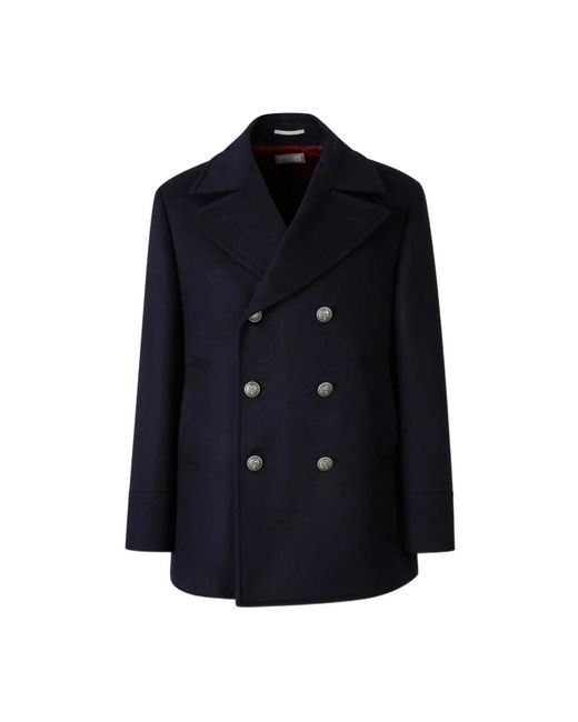 Brunello Cucinelli Double-Breasted Coats in het Blue voor heren
