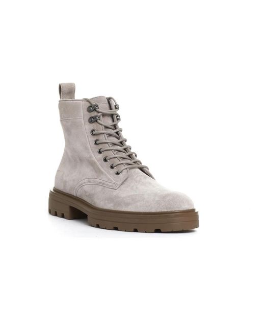 Hogan Gray Suede Lace-Up Polish for men