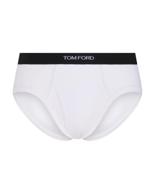 Tom Ford Weiße baumwoll-slips mit logo-detail in White für Herren