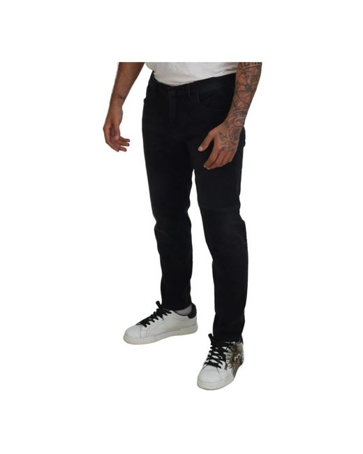 Dolce & Gabbana Schwarze skinny denim jeans mit engel stickerei in Black für Herren